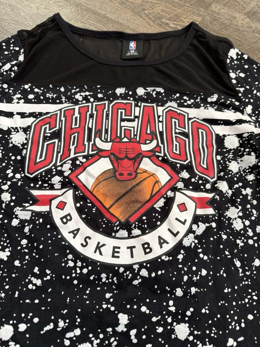 NBA Chicago Bulls Woman’s Mesh Top 3/4 Sleeve Pullover Y2K Shirt Size M